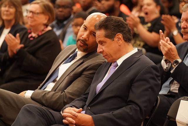 Governor Cuomo with Bronx BP Ruben Diaz Jr., at an event on Thursday